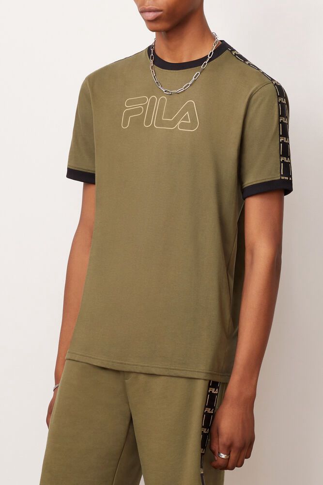 Fila Thebe Olive T-Shirt Mens - NZ 83764-DXRS